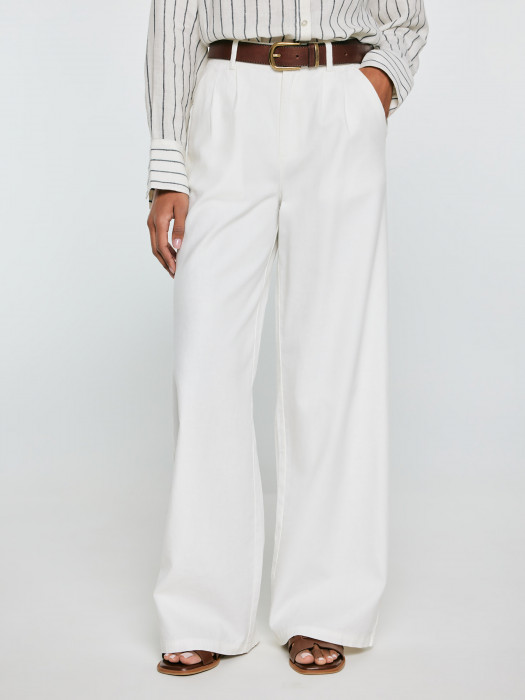 Biele široké dámske nohavice MALUSI 100